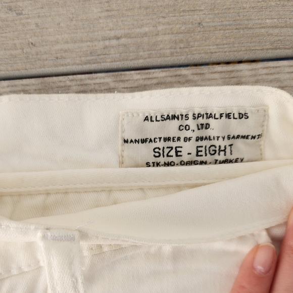 Allsaint Spitalfield Farndale White Lowrise Short Cotton Shorts - Picture 7 of 7